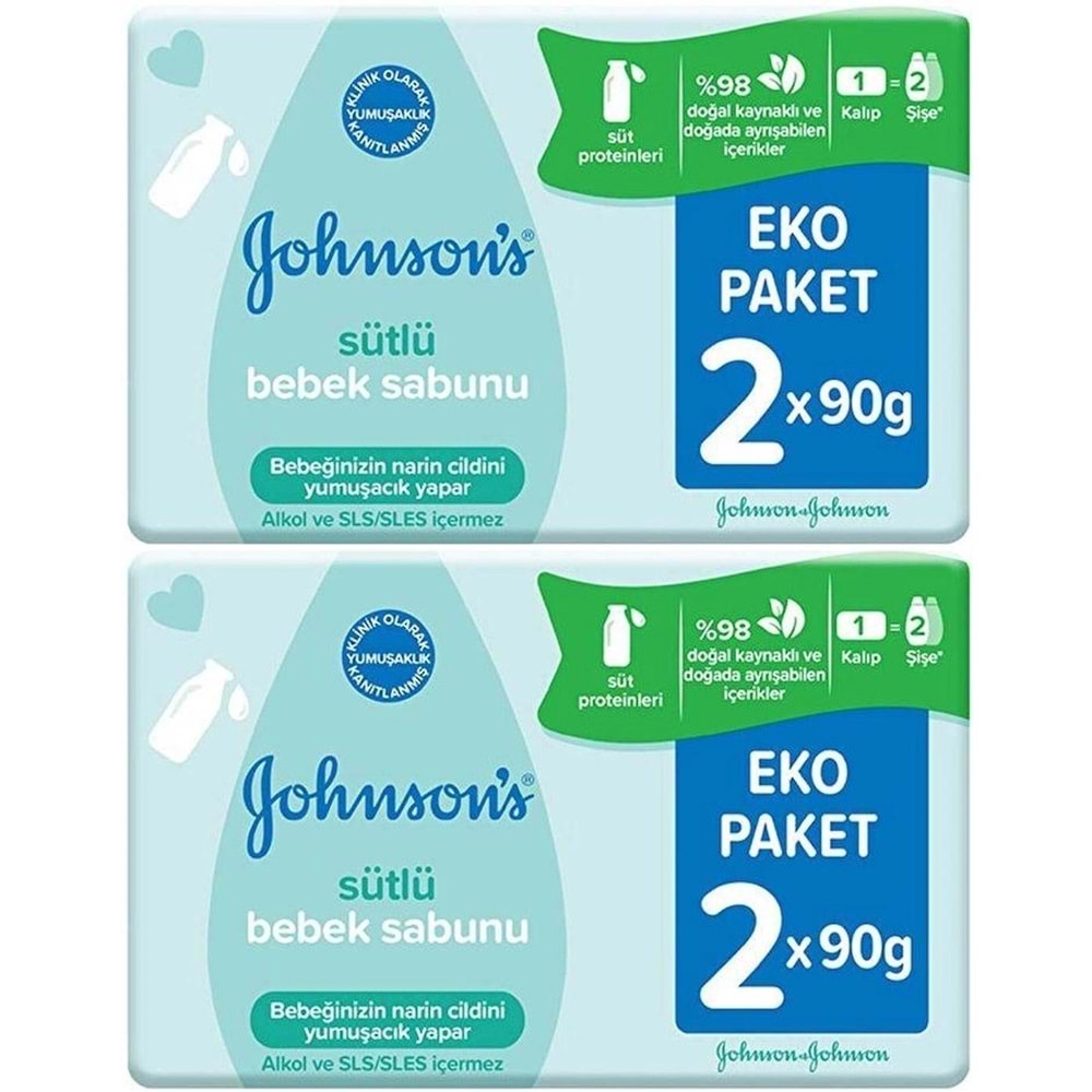Johnsons Baby Bebek Sabunu 90GR Sütlü 4 Lü Set (2PK*2)
