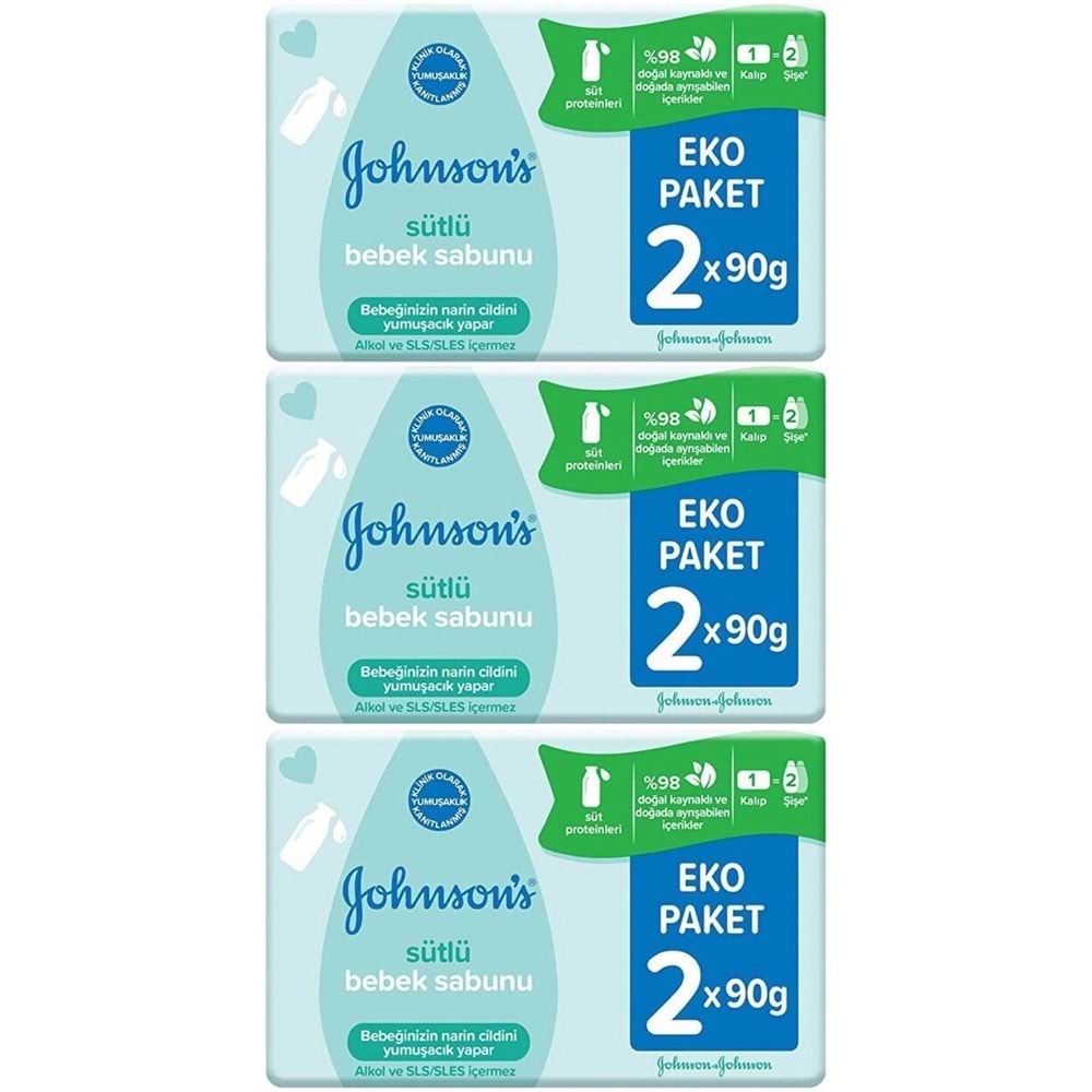 Johnsons Baby Bebek Sabunu 90GR Sütlü 6 Lı Set (3PK*2)