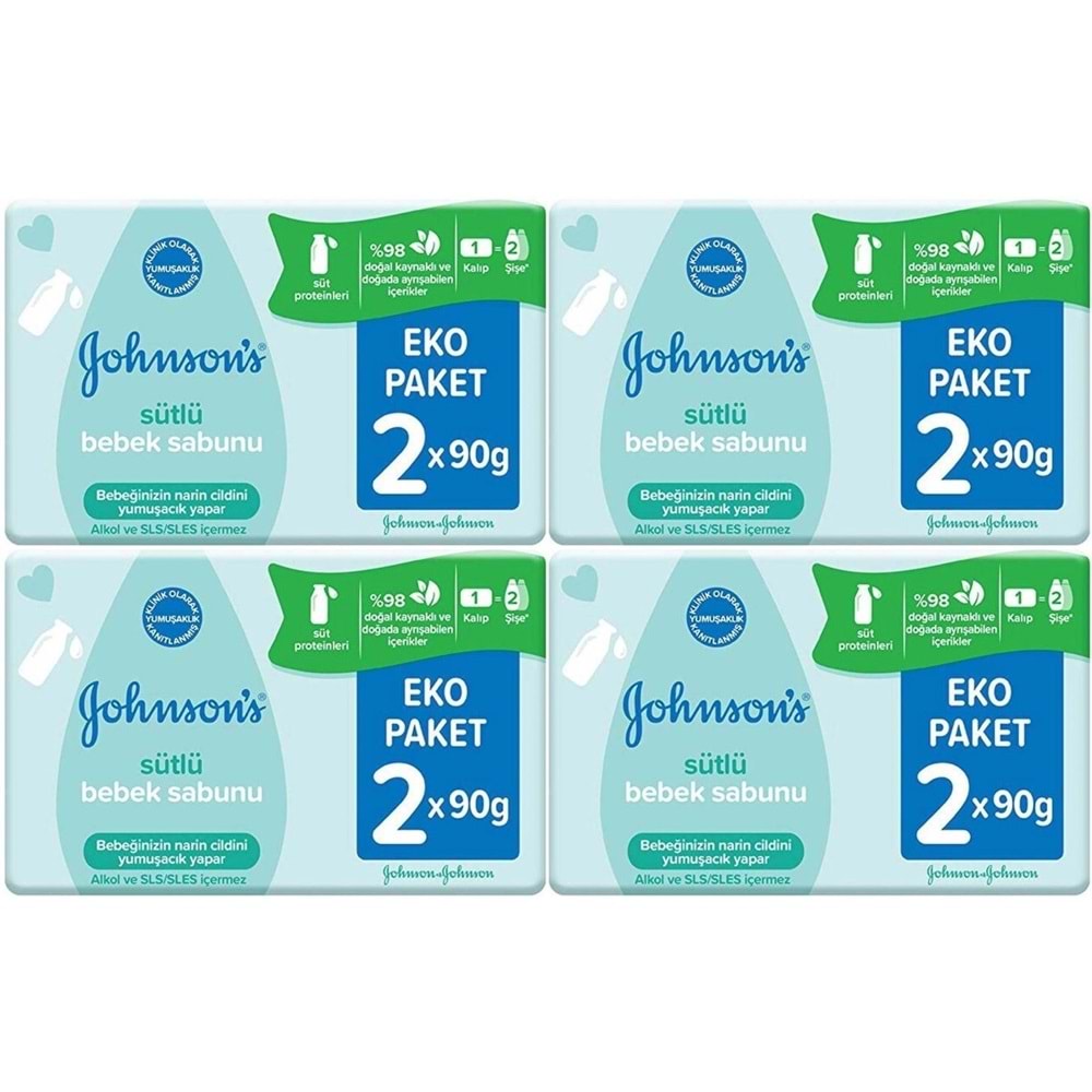 Johnsons Baby Bebek Sabunu 90GR Sütlü 8 Li Set (4PK*2)