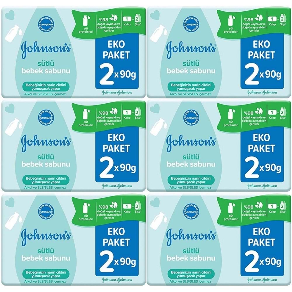 Johnsons Baby Bebek Sabunu 90GR Sütlü 12 Li Set (6PK*2)