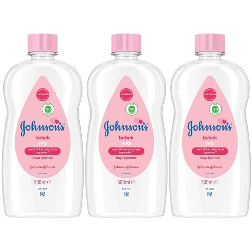 Johnsons Baby Bebek Yağı 500ML Nemlendirici (Pembe) (3 Lü Set)
