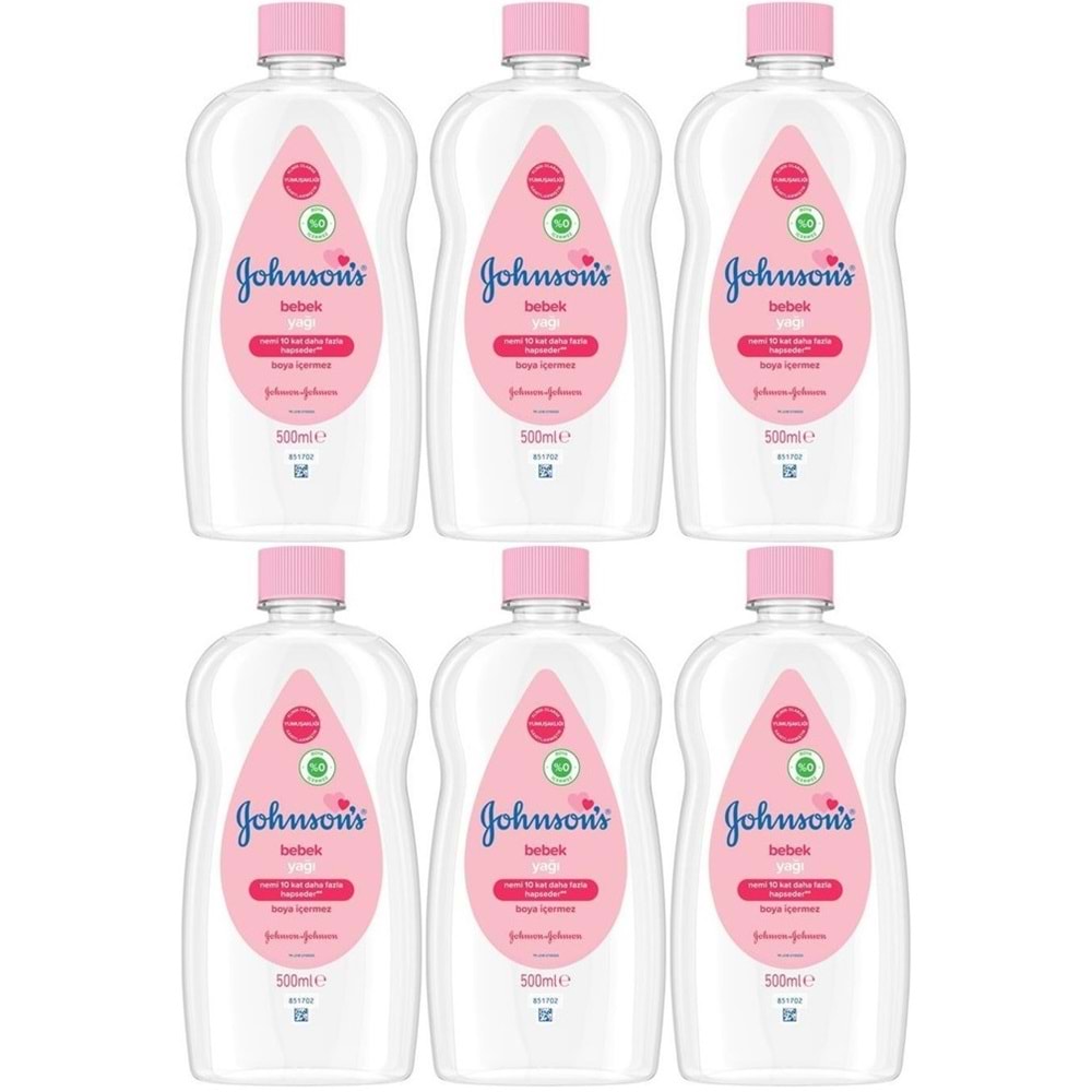 Johnsons Baby Bebek Yağı 500ML Nemlendirici (Pembe) (6 Lı Set)