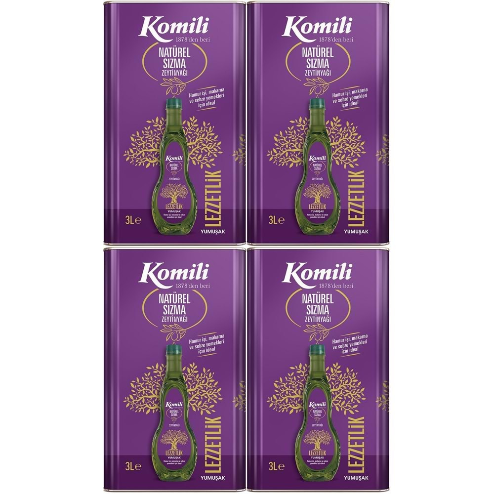 Komili Zeytinyağı 12LT Natural Ege Sızması (Teneke) (4PK*3LT)