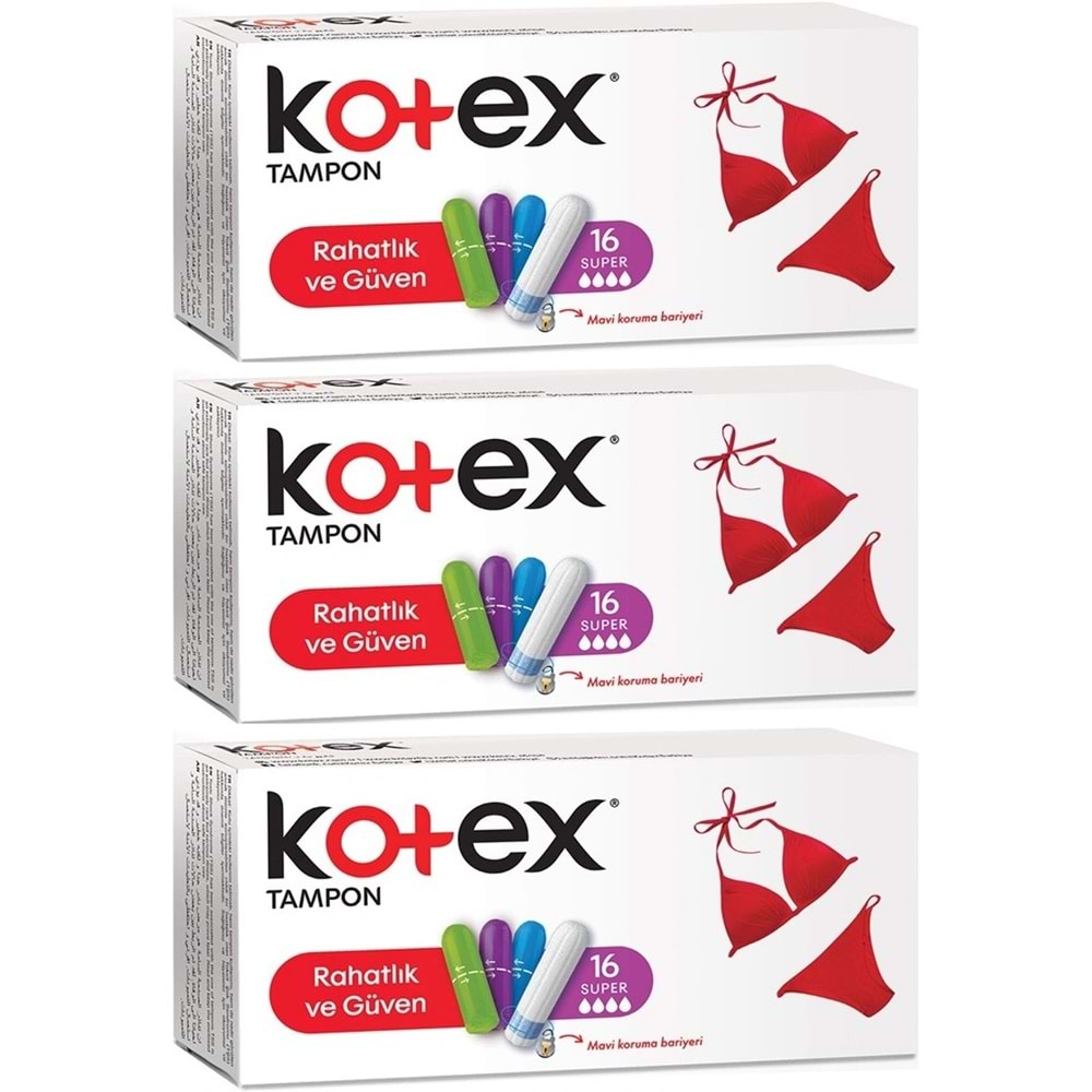 Kotex Tampon Süper 48 Li Set (3PK*16)