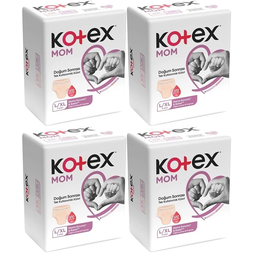 Kotex Mom Lohusa Külodu - Külot Bez L - Large - Büyük / XL - Extra Large - 32 Li Set (4PK*8)