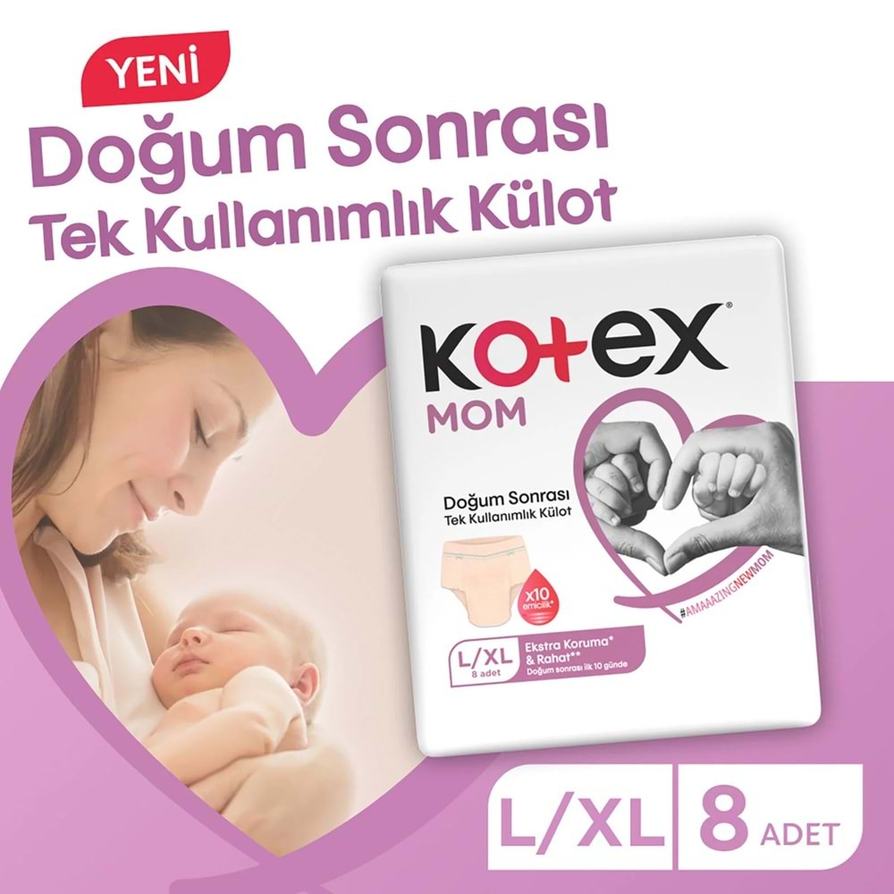 Kotex Mom Lohusa Külodu - Külot Bez L - Large - Büyük / XL - Extra Large - 72 Li Set (9PK*8)