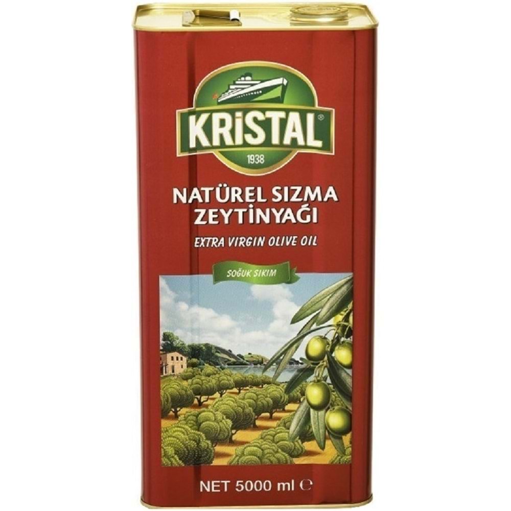 Kristal Zeytinyağı 15LT Natürel Sızma Soğuk Sıkım (Teneke) (3PK*5LT)