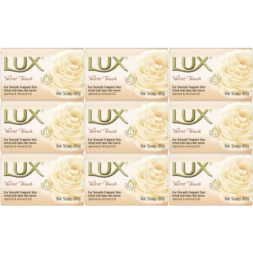 Lux Sabun 80GR Velvet Touch (Kadife Dokunuş) (9 Lu Set)