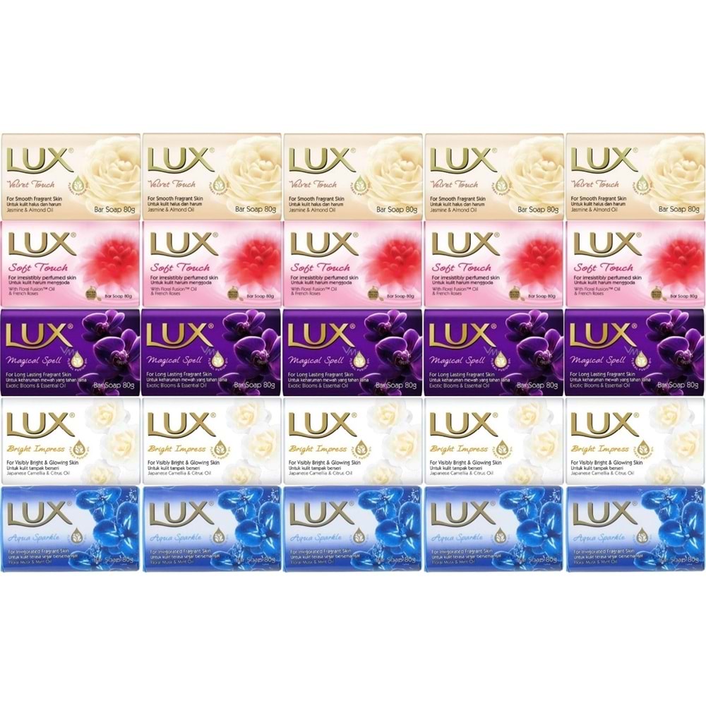 Lux Sabun 80GR (Karma 25 Li Set) Soft Touch/Velvet Touch/Magicial Spell/Aqua Sparke/Bright Impress