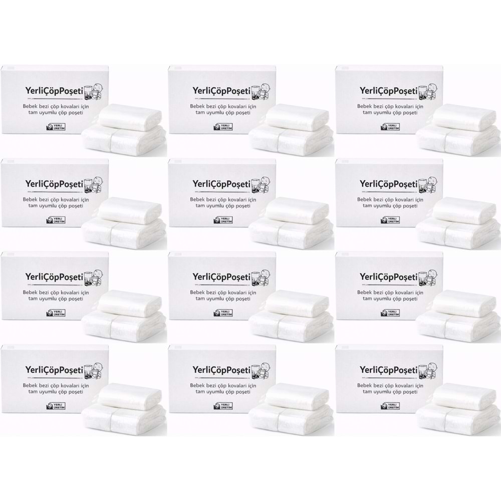 Mandaş Tommee Tippee Twist & Click Çöp Poşeti Tam Uyumlu Yerli (3 Lü Yedek Set) KOVASIZ (12 Li Set)