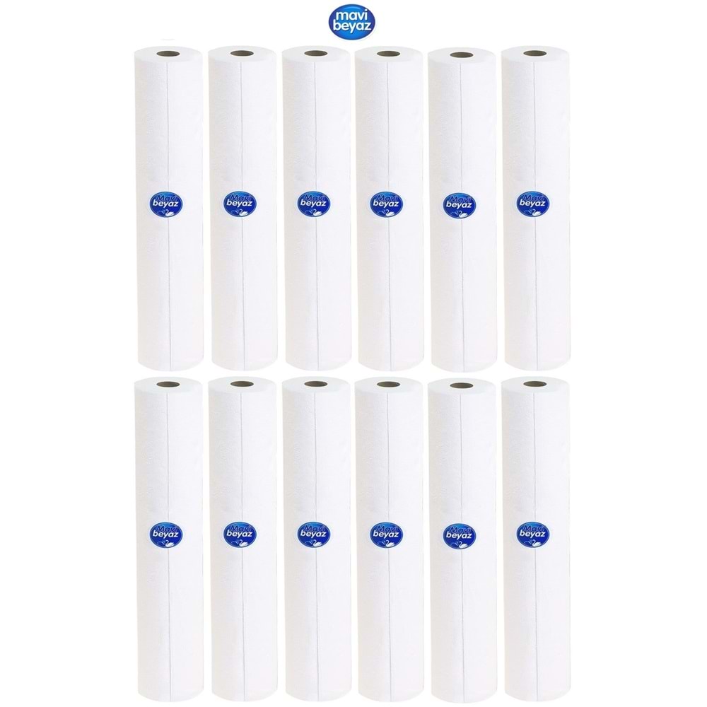 Mavi Beyaz Hasta Muayene Masa Örtüsü 50*25Cm 50 Metre (12 Li Set)