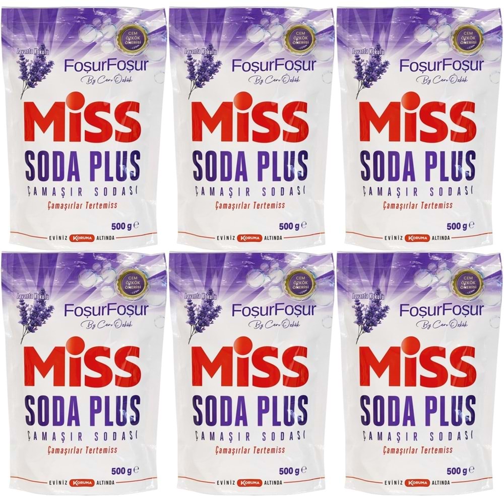 Miss Soda Plus Çamaşır Sodası 500 GR Lavanta (6 Lı Set) Toplam 3000 GR