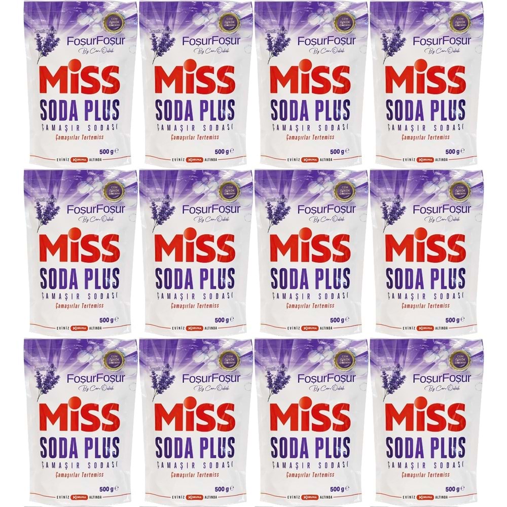 Miss Soda Plus Çamaşır Sodası 500 GR Lavanta (12 Li Set) Toplam 6000 GR