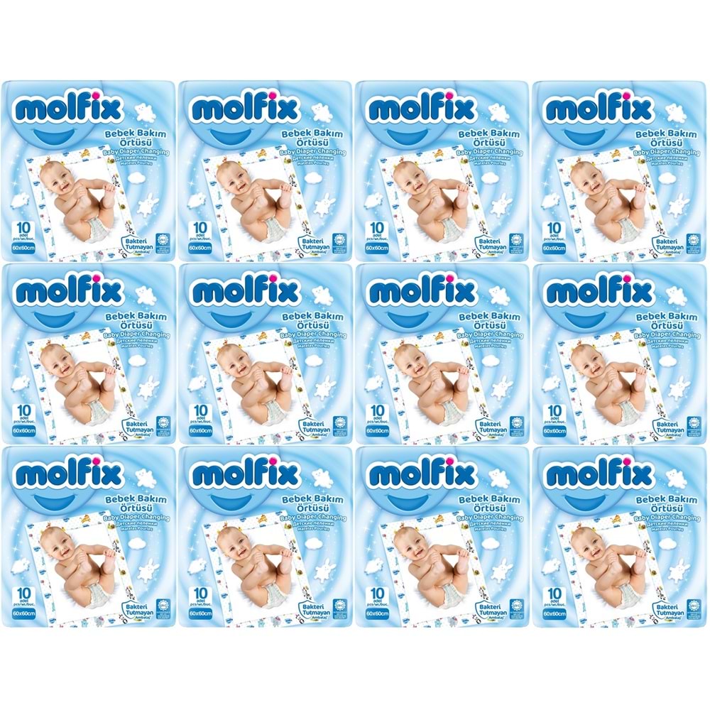 Molfix Bebek Bakım Alt Açma Örtüsü 12 Li Set 120 Adet (12Pk*10)