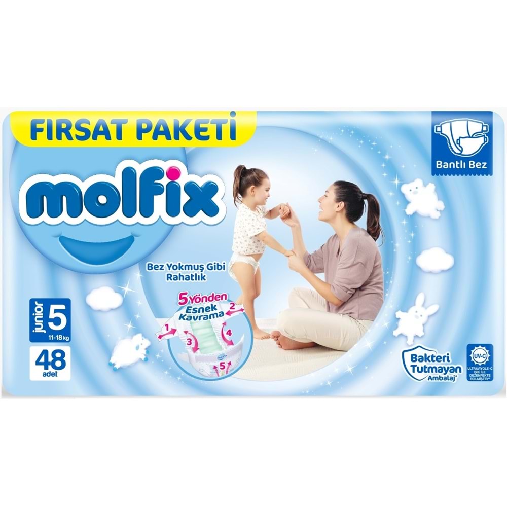 Molfix Bebek Bezi Beden:5 (11-18Kg) Junior 144 Adet Aylık Fırsat Pk