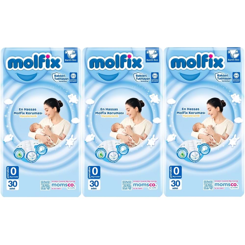 Molfix Bebek Bezi Ekonomik Beden:0 (0-3KG) Prematüre 90 Adet