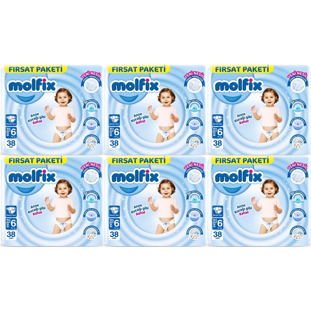 Molfix Bebek Bezi Beden:6 (15+KG) Extra Large 228 Adet Ekstra Fırsat Pk