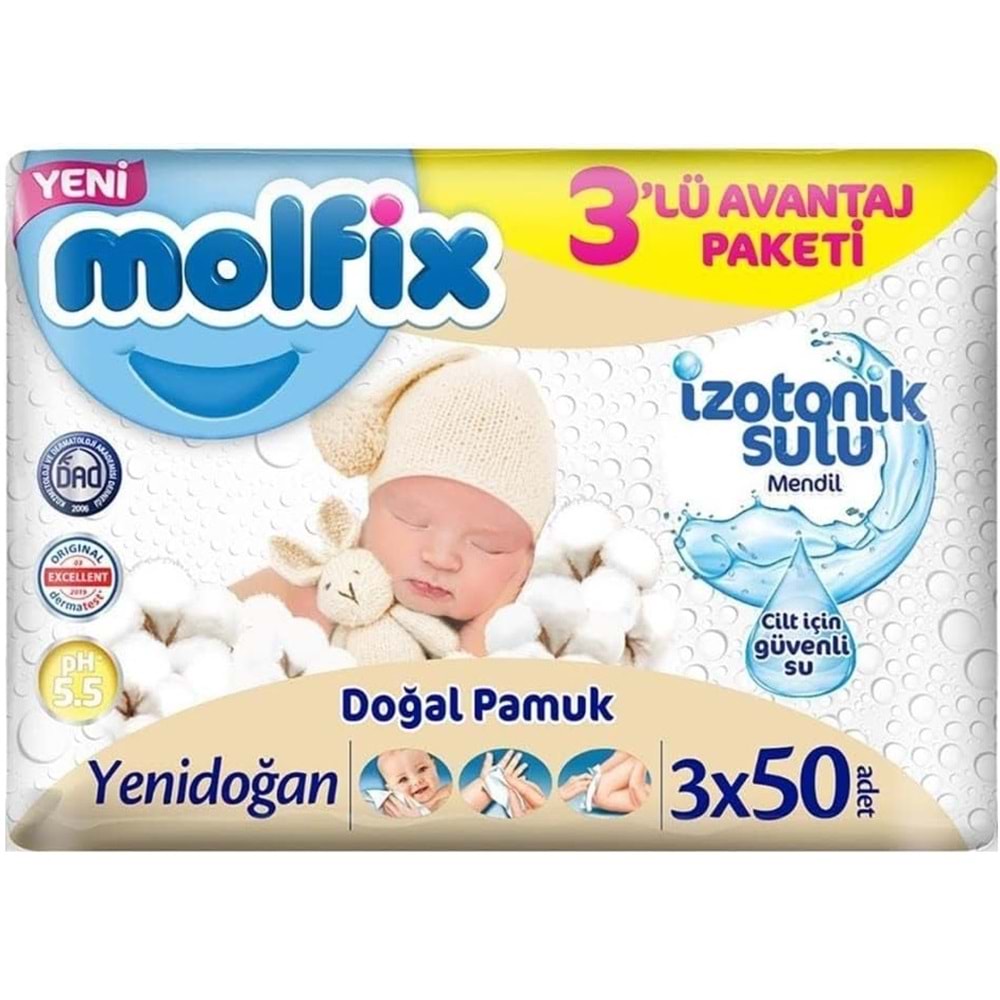 Molfix Bebek Bezi Beden:2 (3-6Kg) Mini 160 Adet Ekonomik Fırsat Pk + 3 Adet Islak Mendil