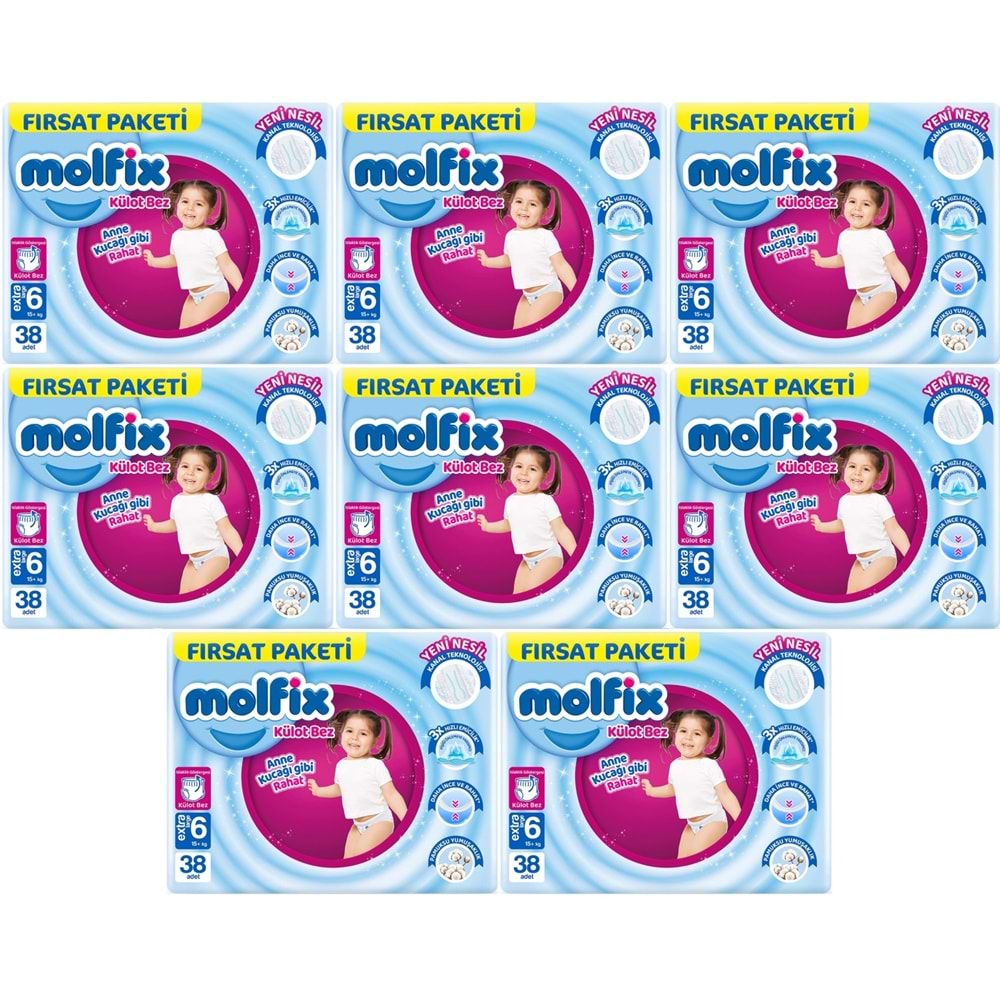 Molfix Külot Bebek Bezi Beden:6 (15+KG) Extra Large 304 Adet Dev Ekonomik Fırsat Pk