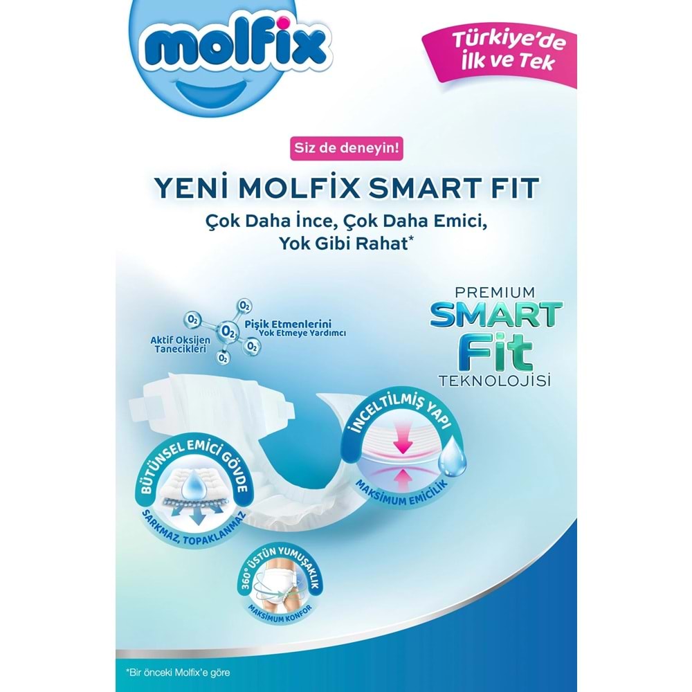 Molfix Premium Smart Fit Bebek Bezi 6 Beden 15+ KG Extra Large 324 Adet Ekstra Ultra Fırsat Pk