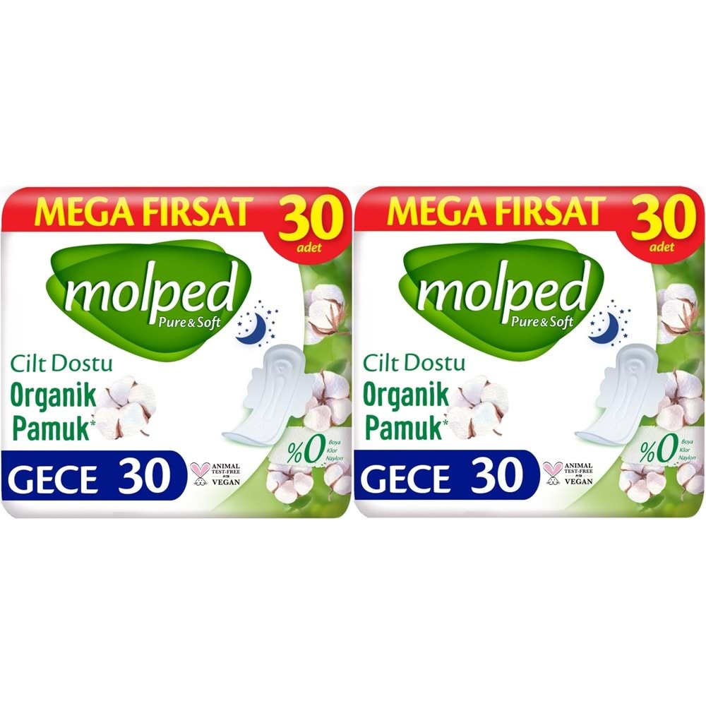 Molped Pure&Soft Hijyenik Ped Gece 60 (2PK*30) Adet Mega Pk