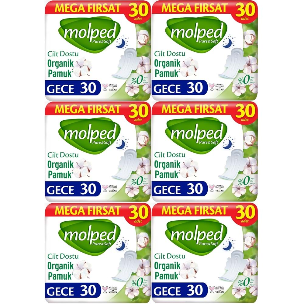 Molped Pure&Soft Hijyenik Ped Gece 180 (6PK*30) Adet Mega Pk