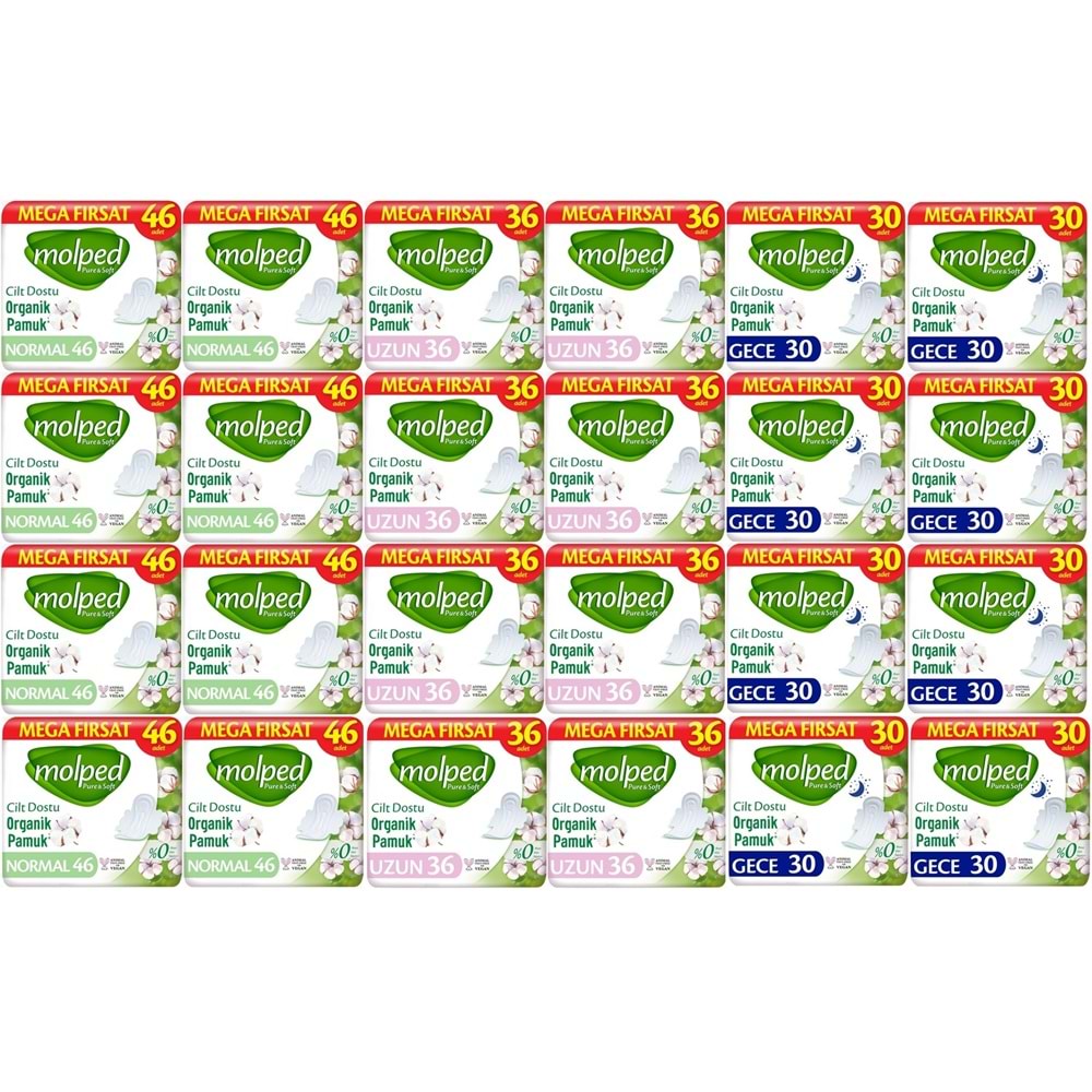 Molped Pure&Soft Hijyenik Ped Avantaj PK Normal 368 + Uzun 288 + Gece 240 Toplam : 896 Adet