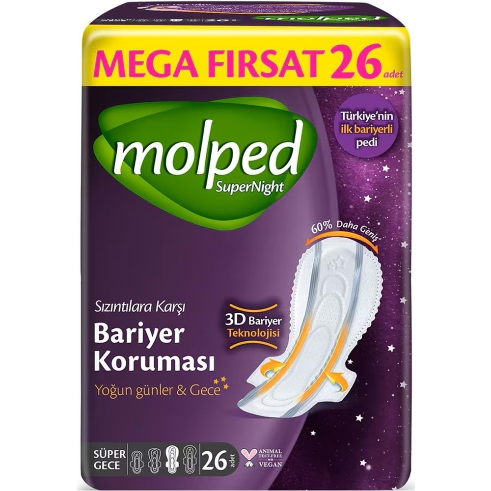 Molped Süper Night Hijyenik Ped Süper Gece 52 Adet Mega Fırsat Pk