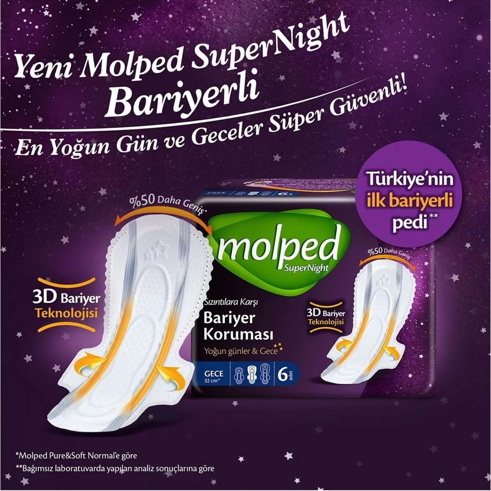 Molped Süper Night Hijyenik Ped Süper Gece 52 Adet Mega Fırsat Pk