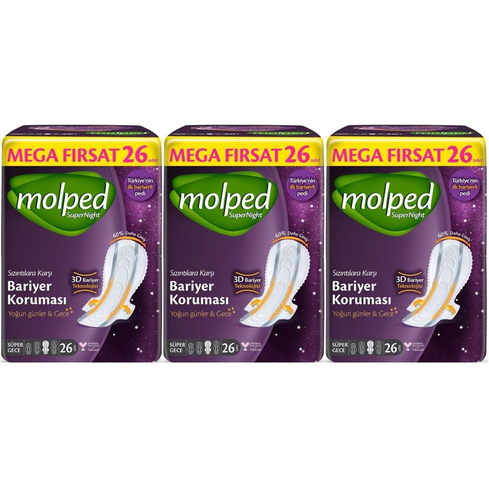 Molped Süper Night Hijyenik Ped Süper Gece 78 Adet Mega Fırsat Pk
