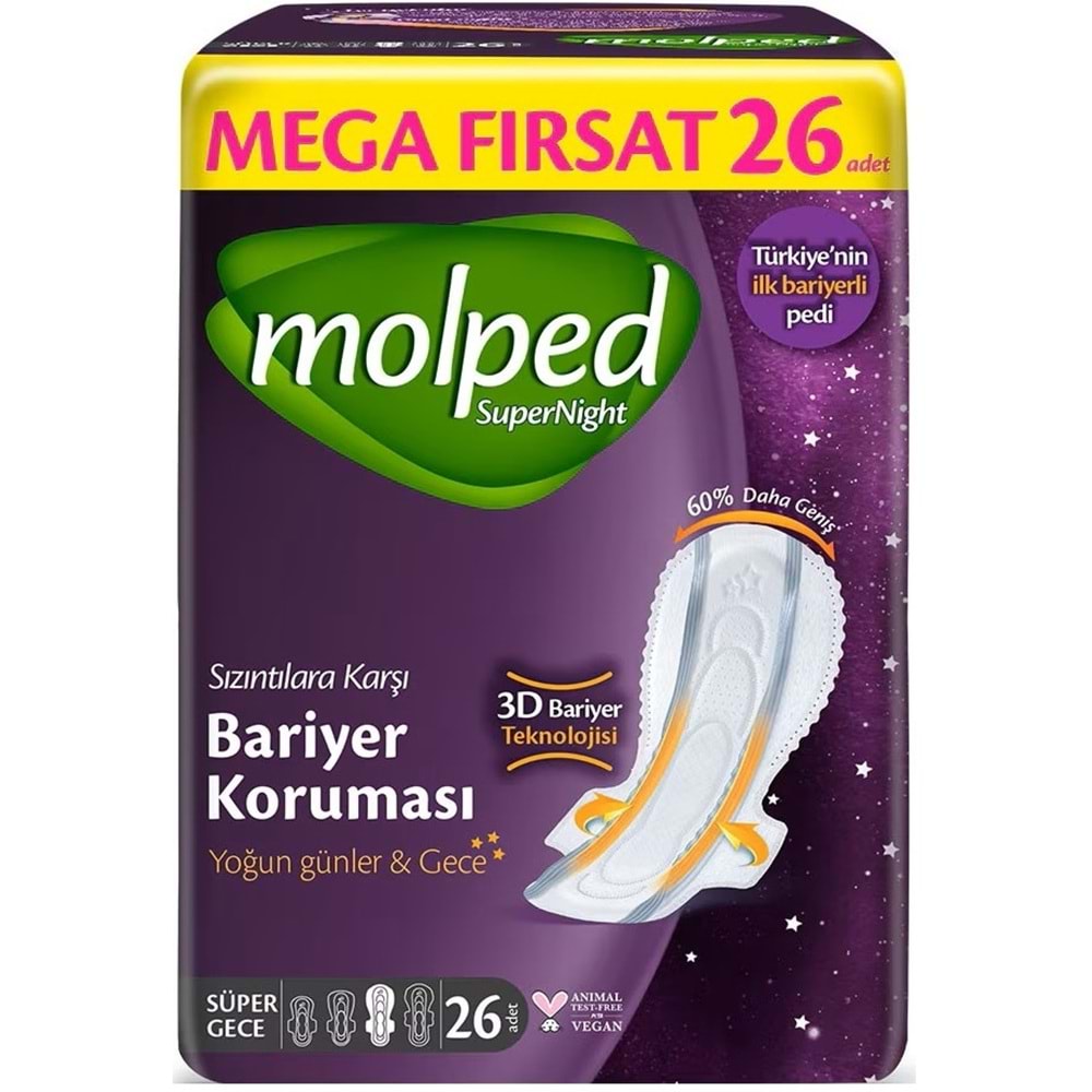 Molped Süper Night Hijyenik Ped Süper Gece 156 Adet Mega Fırsat Pk