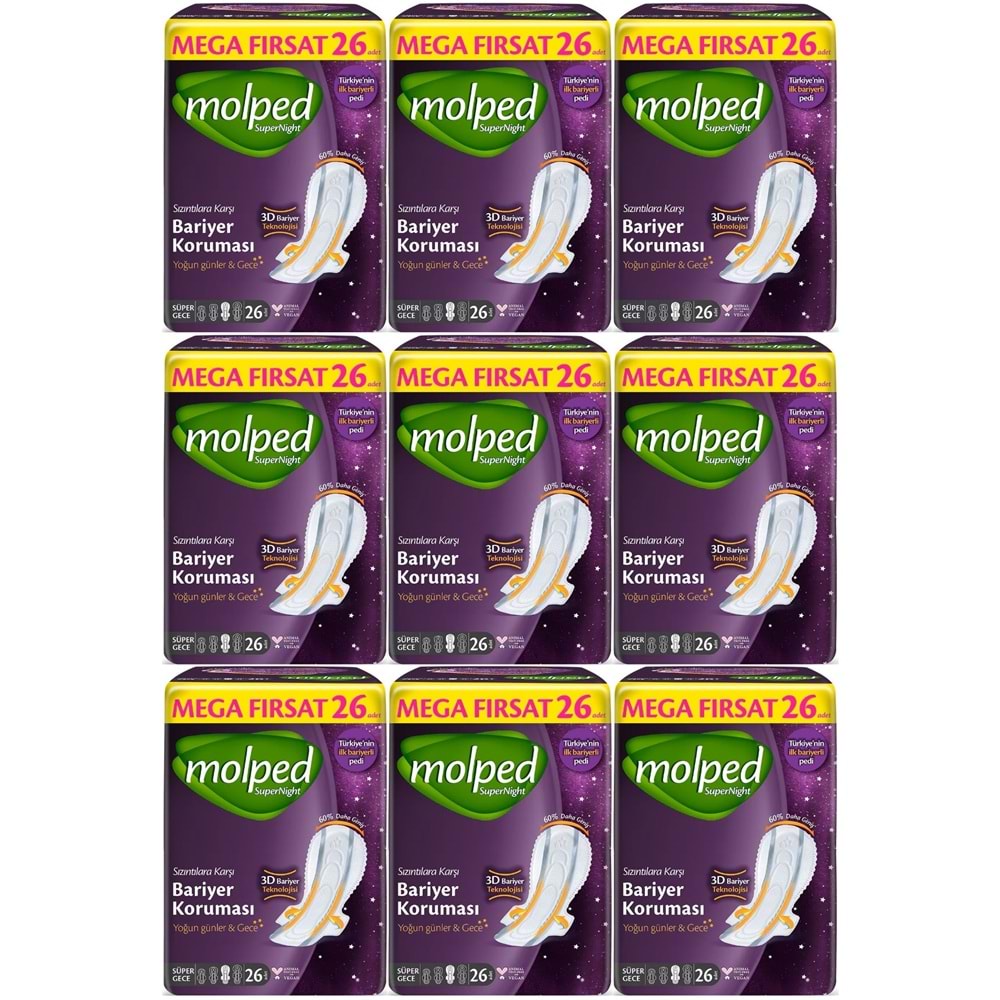 Molped Süper Night Hijyenik Ped Süper Gece 234 Adet Mega Fırsat Pk