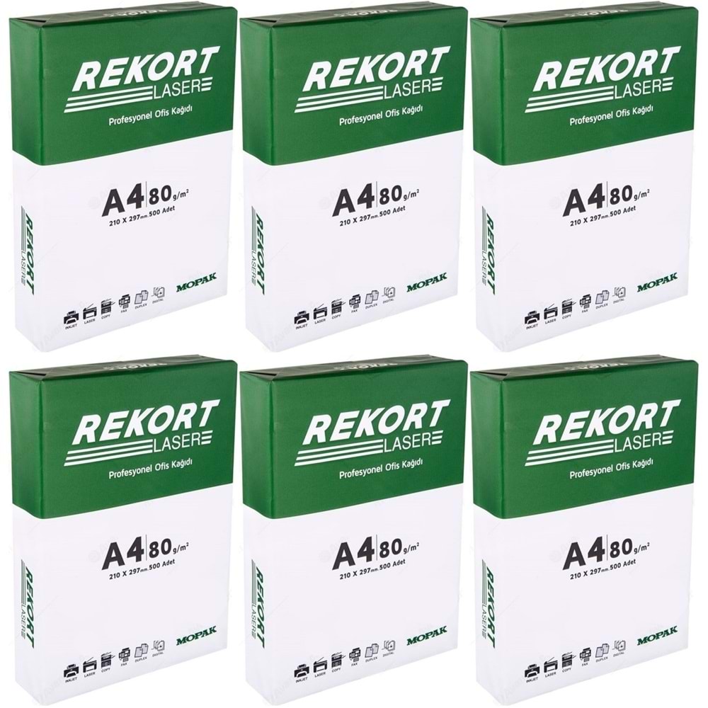 Mopak Rekort A4 80GR/M2 Fotokopi Kağıdı 3000 Adet (6PK*500)