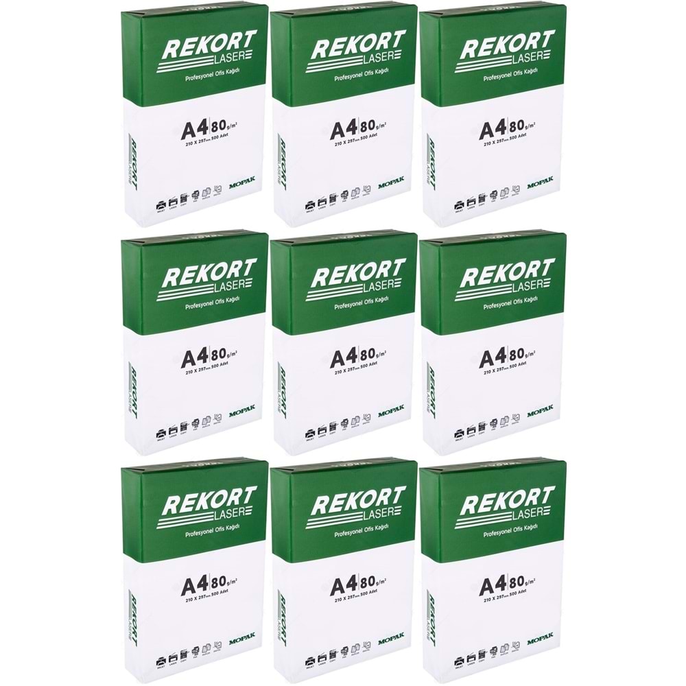 Mopak Rekort A4 80GR/M2 Fotokopi Kağıdı 4500 Adet (9PK*500)