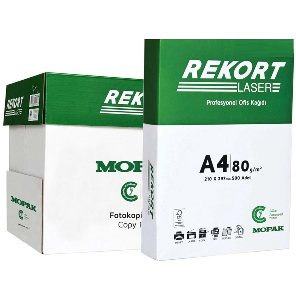 Mopak Rekort A4 80GR/M2 Fotokopi Kağıdı 22500 Adet (45PK*500)