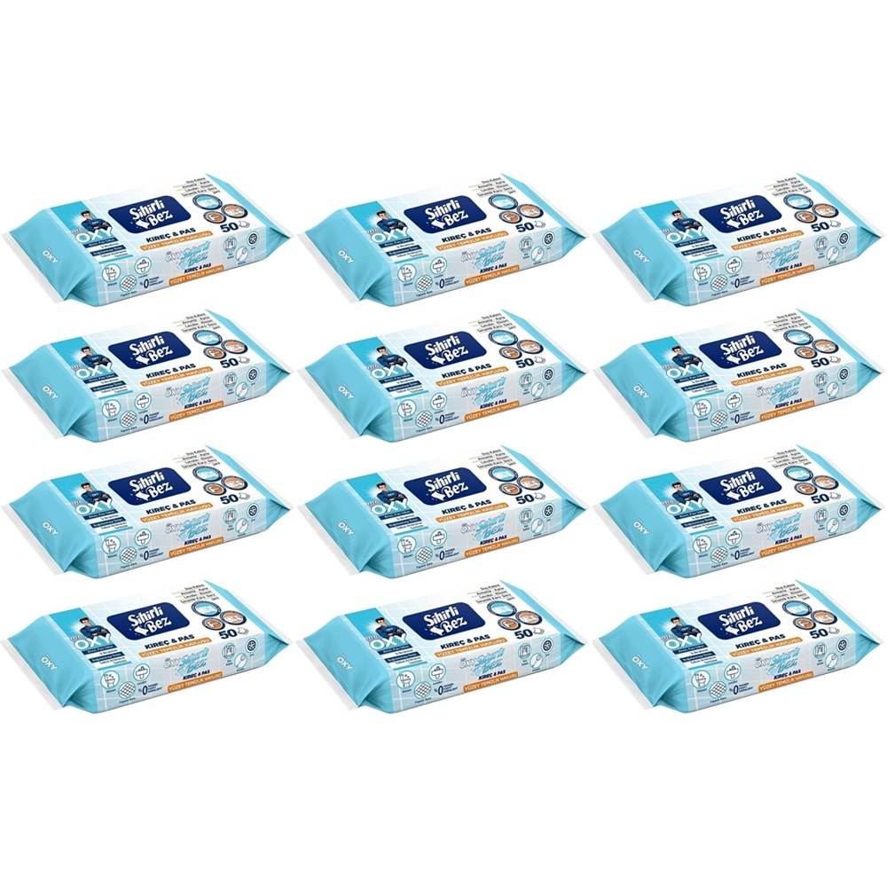Mr. Oxy Sihirli Bez Kireç & Pas Yüzey Temizlik Havlusu 50 Yaprak Plastik Kapaklı (12 Li Set)400 Yprk