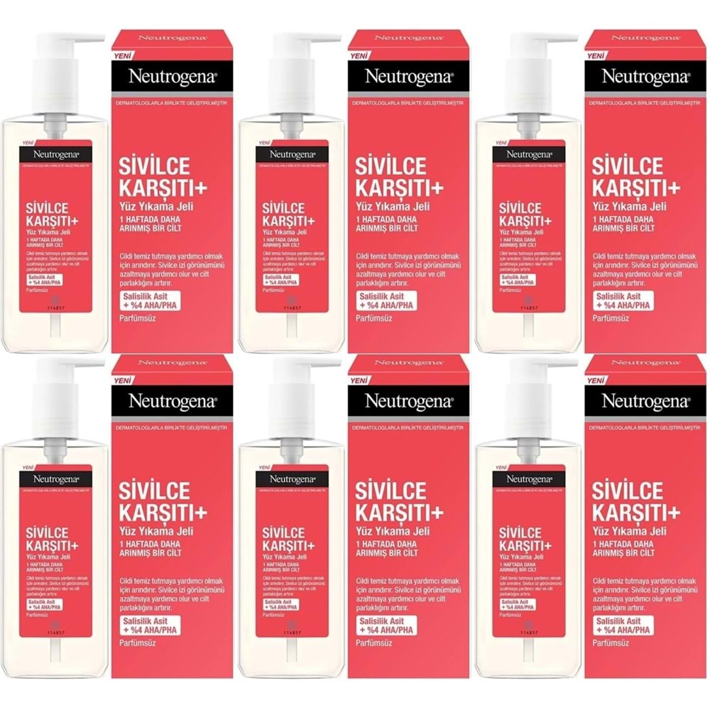 Neutrogena Düzensiz Cilt Tipleri için Yüz Yıkama Jeli 200ML (6 Lı Set)