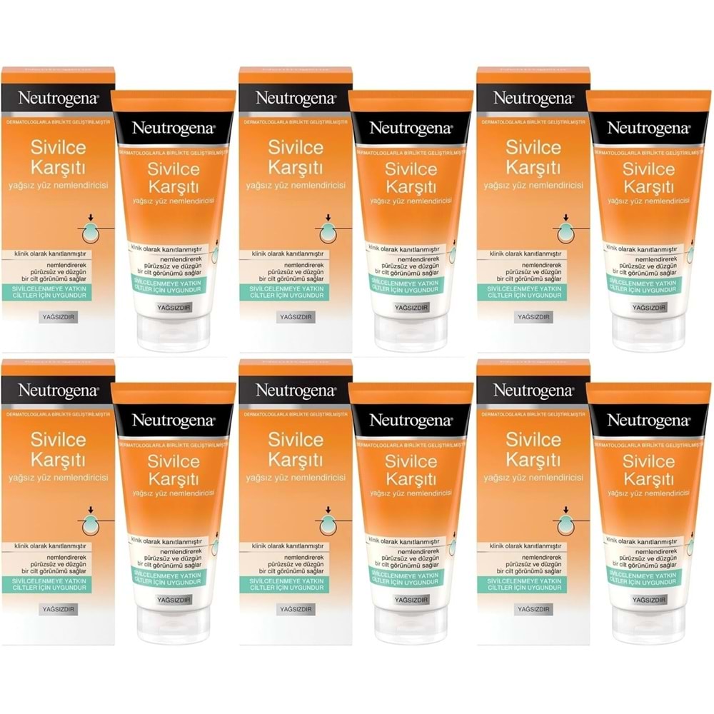 Neutrogena Sivilce Karşıtı Yağsız Yüz Nemlendiricisi 50ML (6 Lı Set)