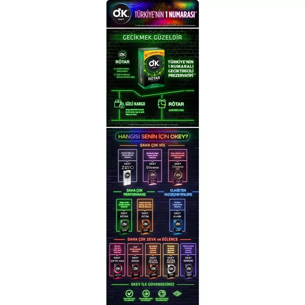 Okey Prezervatif 40 Adet Rötar (Geciktirici Etkili) Ekonomik Pk (2PK*20)