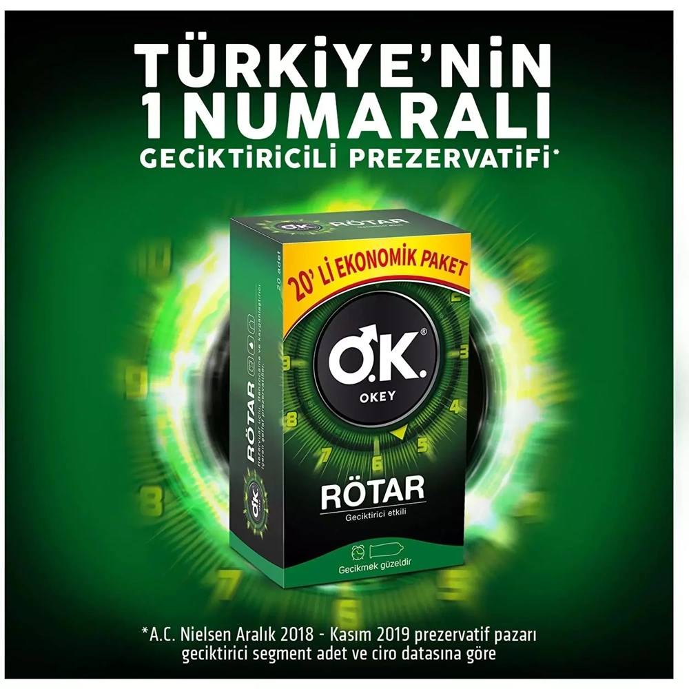Okey Prezervatif 60 Adet Rötar (Geciktirici Etkili) Ekonomik Pk (3PK*20)