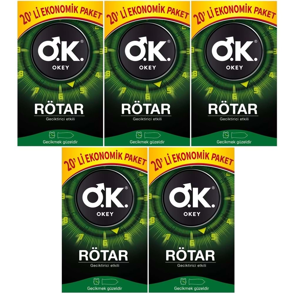 Okey Prezervatif 100 Adet Rötar (Geciktirici Etkili) Ekonomik Pk (5PK*20)