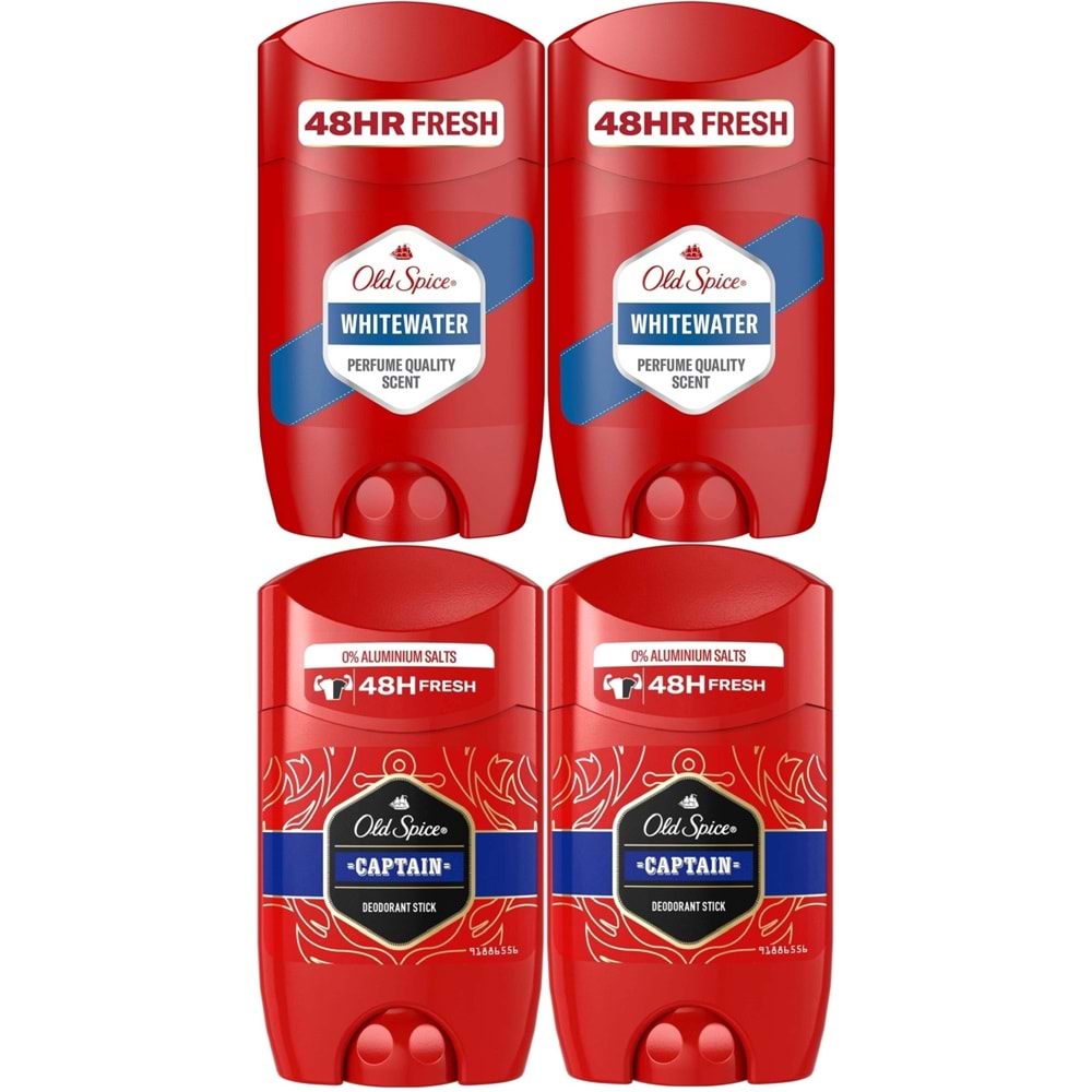 Old Spice WhiteWater & Captain Stick Roll-On Men/Erkek Deodorant 50ML (Karma 4 Lü Set)