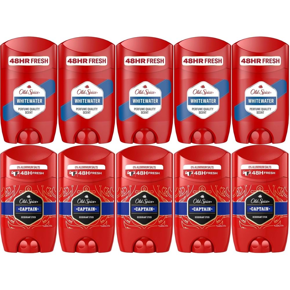 Old Spice WhiteWater & Captain Stick Roll-On Men/Erkek Deodorant 50ML (Karma 10 Lu Set)