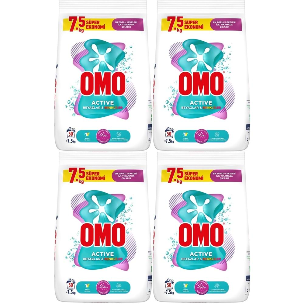 Omo Matik Çamaşır Deterjanı 30KG Beyaz ve Color/Renkliler (200 Yıkama) (4PK*7.5KG)