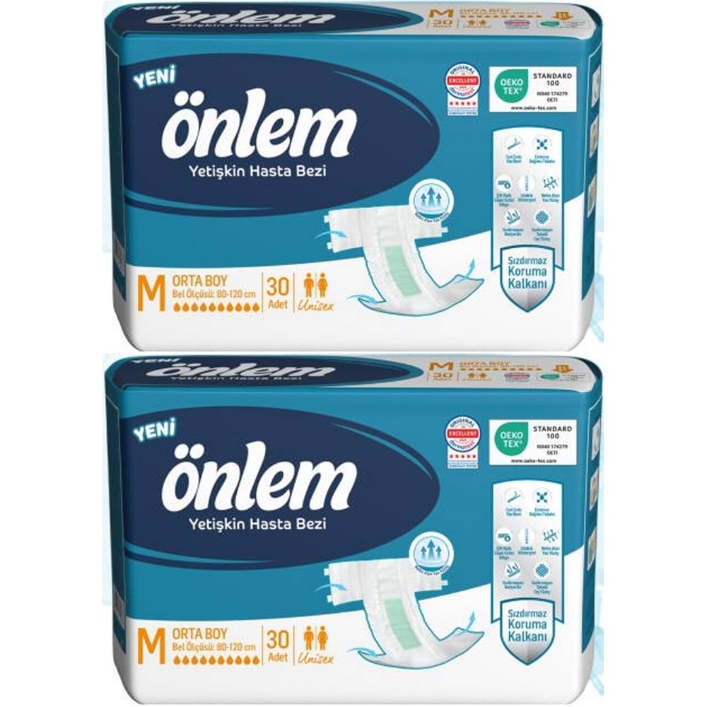 Önlem Hasta Bezi Bel Bantlı Tekstil Yüzey M - Medium - Orta 60 Adet (2PK*30)