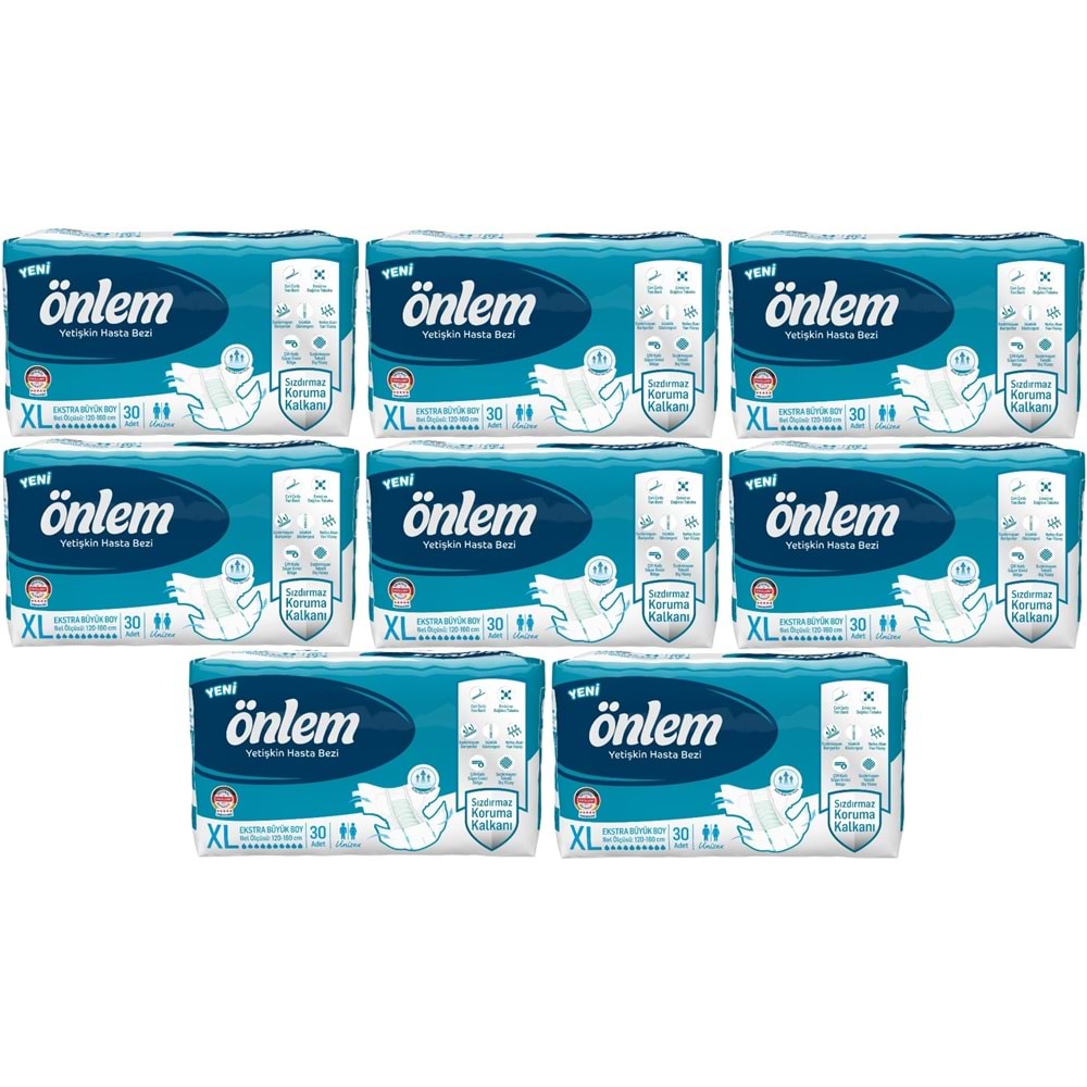 Önlem Hasta Bezi Bel Bantlı Tekstil Yüzey XL - Extra Large - Ekstra Büyük 240 Adet (8PK*30)