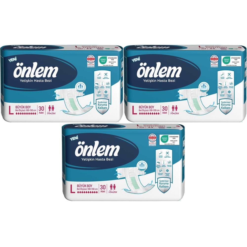 Önlem Yetişkin Bezi Bel Bantlı Tekstil Yüzey L - Large - Büyük 90 Adet (3PK*30)