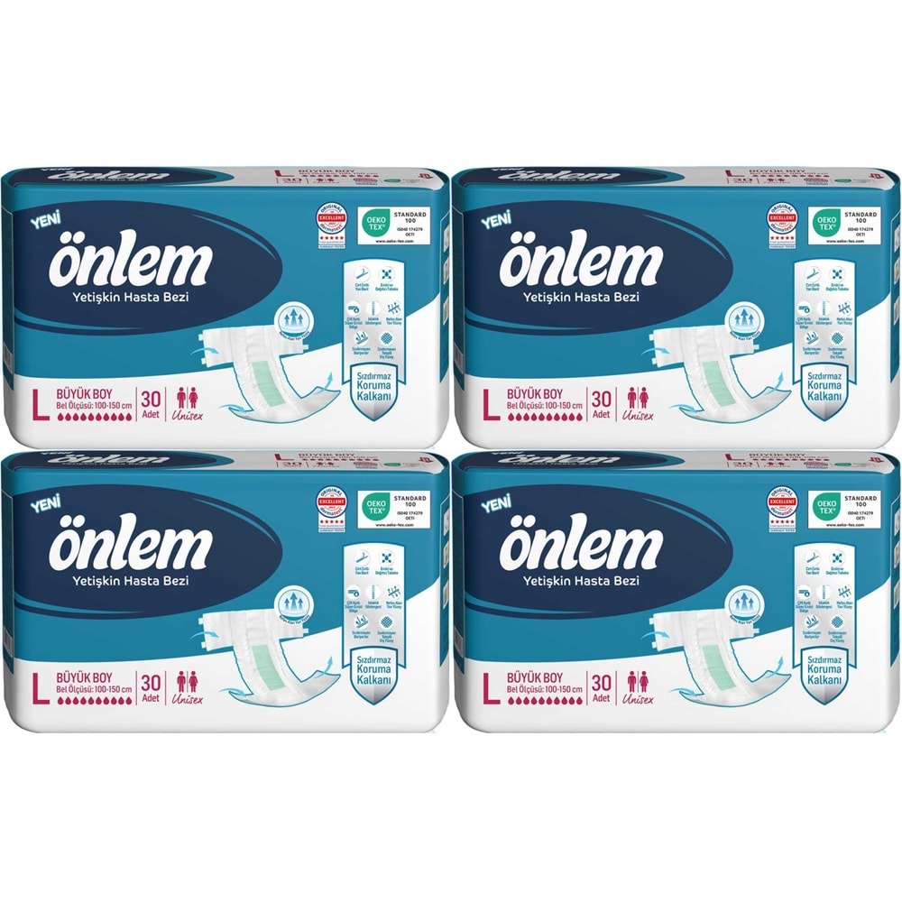 Önlem Hasta Bezi Bel Bantlı Tekstil Yüzey L - Large - Büyük 120 Adet (4PK*30)