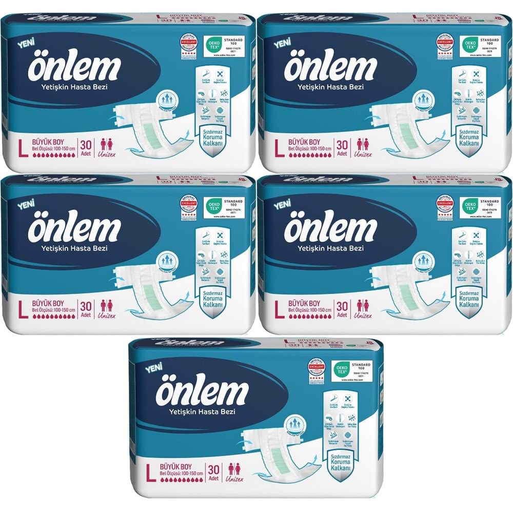 Önlem Hasta Bezi Bel Bantlı Tekstil Yüzey L - Large - Büyük 150 Adet (5PK*30)