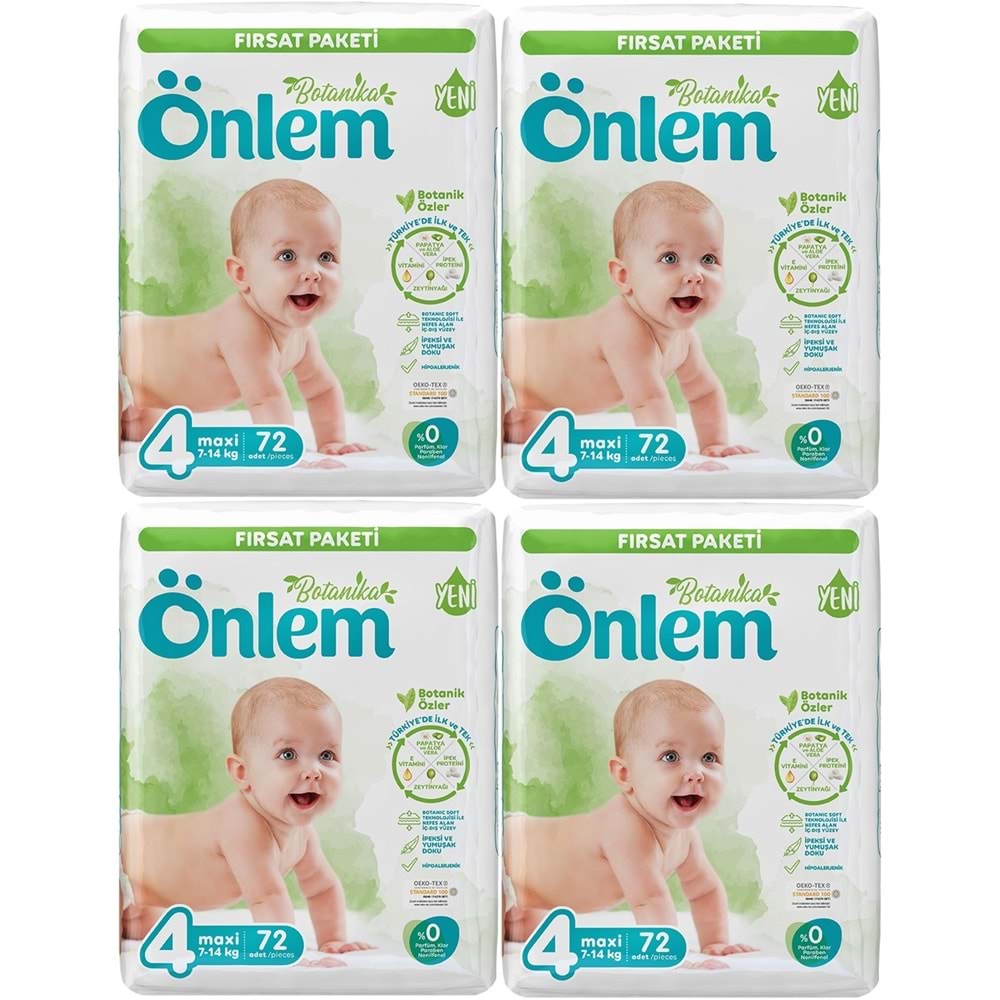 Önlem Bebek Bezi Botanika Beden:4 (4-9KG) Maxi 288 Adet Avantaj Fırsat Pk